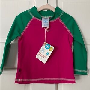 NWT Honest Kids Swim Rash Guard - Pink and Green